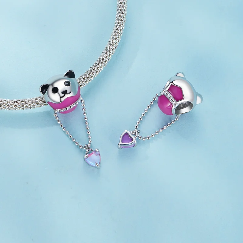 (image for) Pandora Style Bear Hot Air Balloon Dangle - SCC2550 - View 4