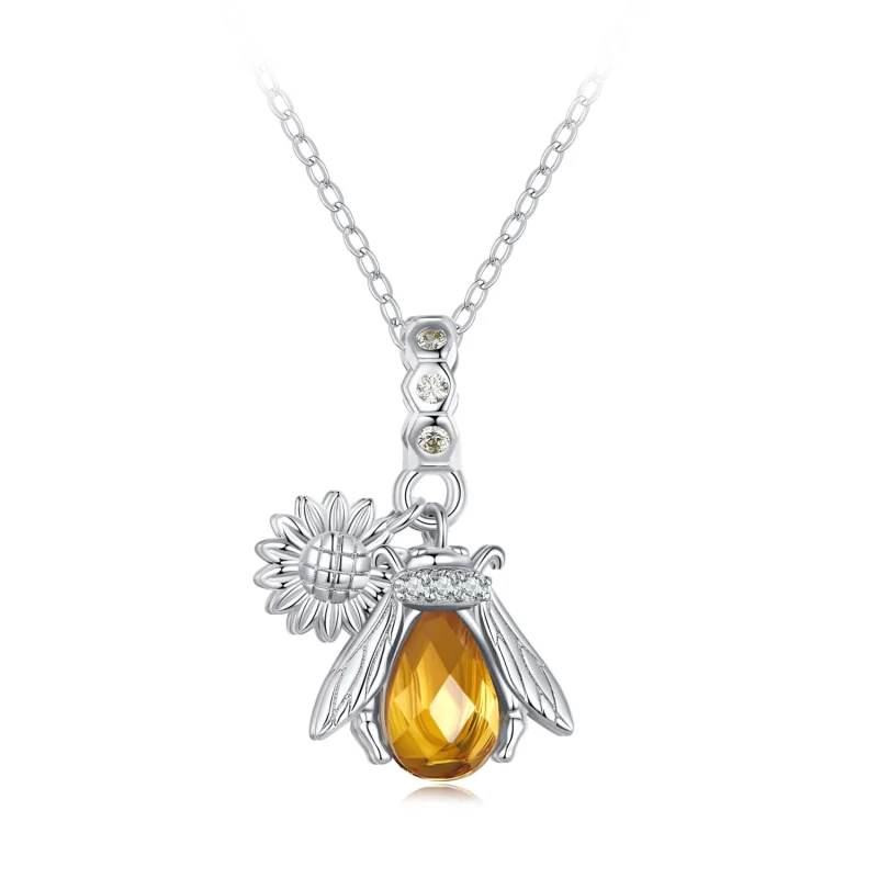 (image for) Pandora Style Bee Daisy Necklace - BSN356 - Product Image