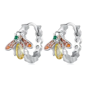 (image for) Pandora Style Bee Hoop Earrings - BSE808