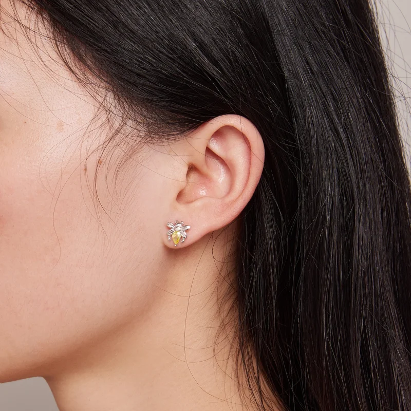 (image for) Pandora Style Bee Two Wear Studs Earrings - SCE1580 - View 5