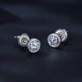 Pandora Style Bezel-Mounted Moissanite Studs Earrings - MSE026 Pandora Style Bezel-Mounted Moissanite Studs Earrings - MSE026