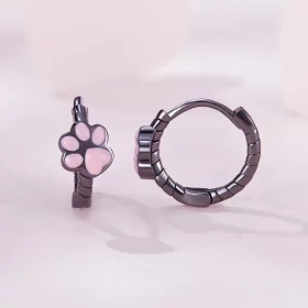 Pandora Style Black Cat Claw Hoop Earrings - SCE1576