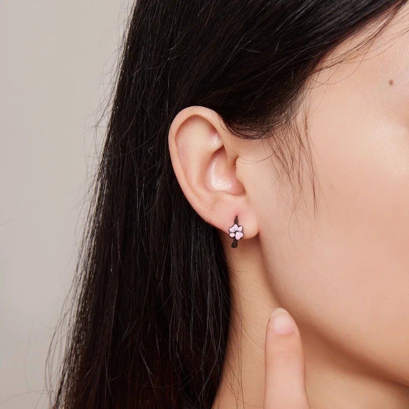 (image for) Pandora Style Black Cat Claw Hoop Earrings - SCE1576 - View 5