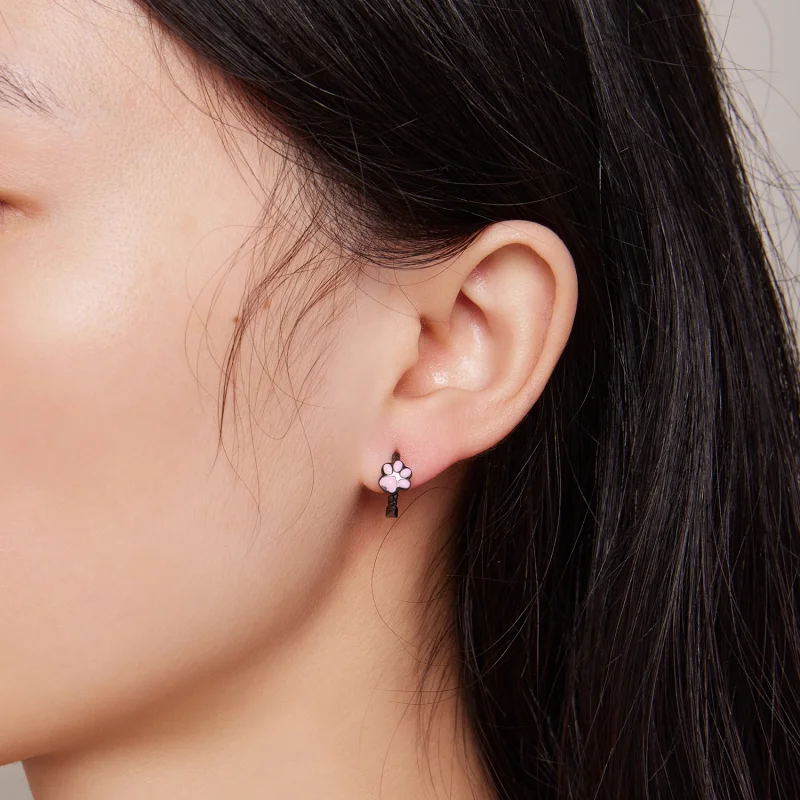 (image for) Pandora Style Black Cat Claw Hoop Earrings - SCE1576 - View 6