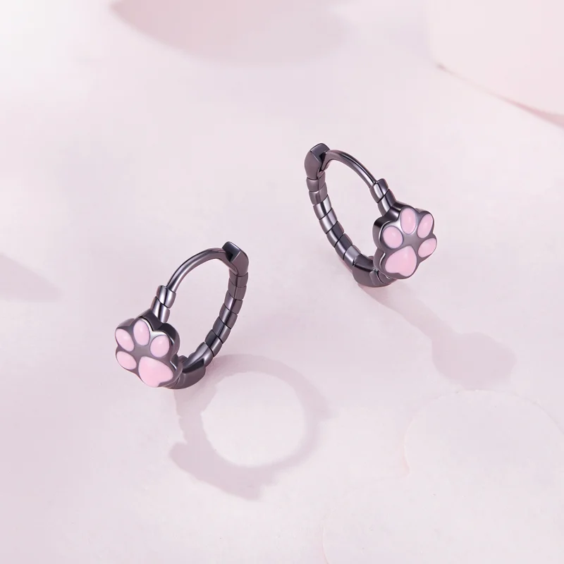 (image for) Pandora Style Black Cat Claw Hoop Earrings - SCE1576 - View 7