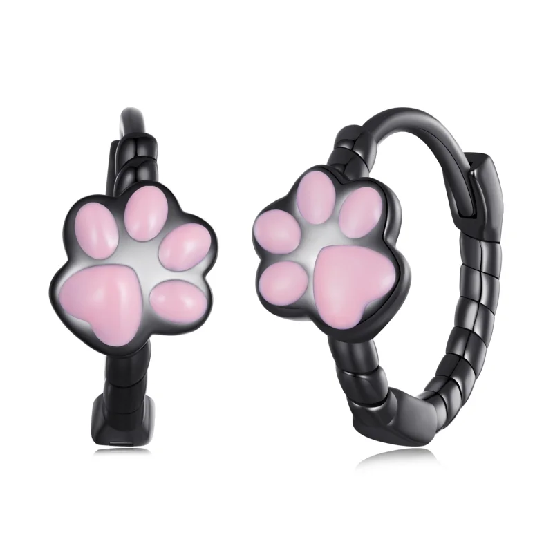 (image for) Pandora Style Black Cat Claw Hoop Earrings - SCE1576 - View 8