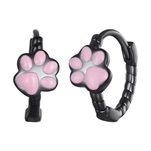 (image for) Pandora Style Black Cat Claw Hoop Earrings - SCE1576