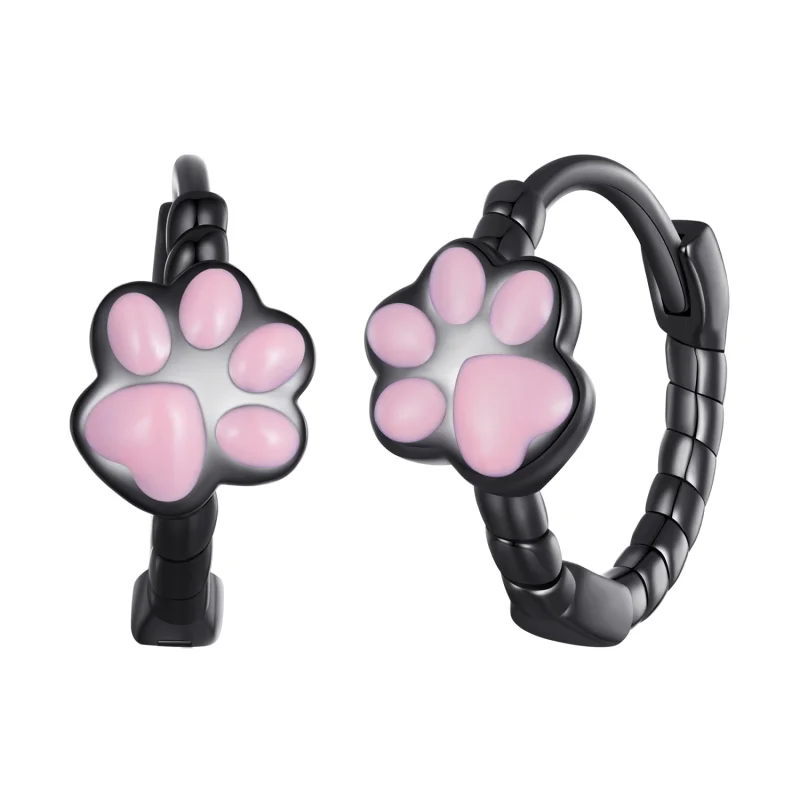 (image for) Pandora Style Black Cat Claw Hoop Earrings - SCE1576 - Product Image