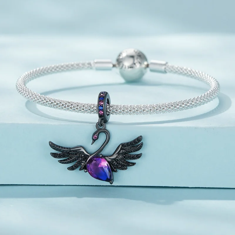 (image for) Pandora Style Black Swan Dangle - SCC2490 - View 3