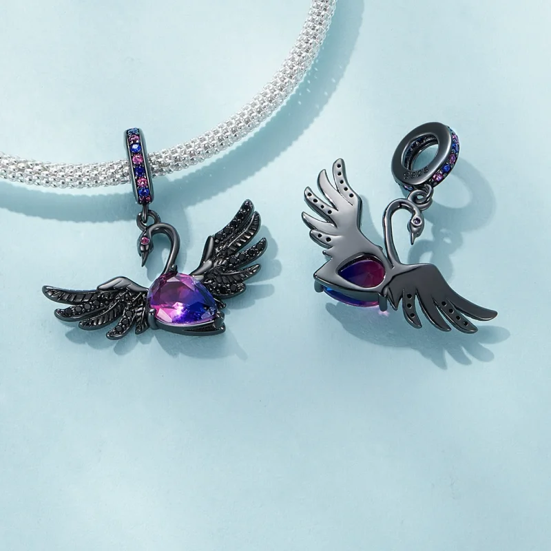 (image for) Pandora Style Black Swan Dangle - SCC2490 - View 4