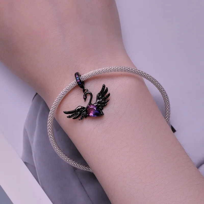 (image for) Pandora Style Black Swan Dangle - SCC2490 - View 5