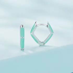 Pandora Style Blue Diamond Hoop Earrings - SCE1569-GN Pandora Style Blue Diamond Hoop Earrings - SCE1569-GN