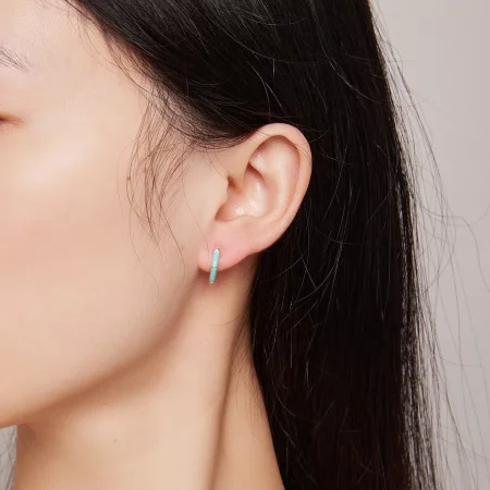 Pandora Style Blue Diamond Hoop Earrings - SCE1569-GN