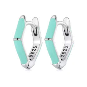 Pandora Style Blue Diamond Hoop Earrings - SCE1569-GN Pandora Style Blue Diamond Hoop Earrings - SCE1569-GN