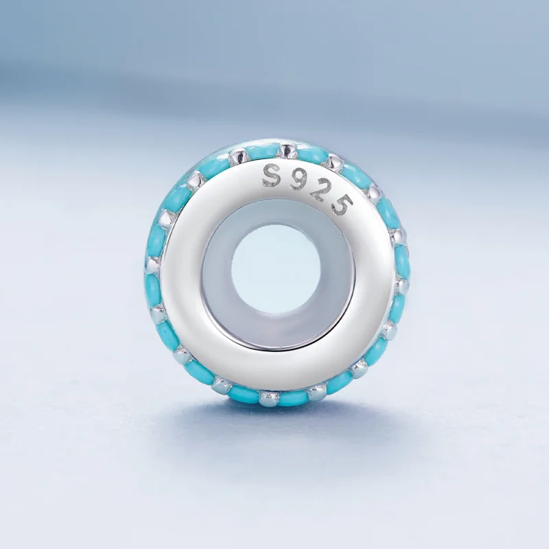 (image for) Pandora Style Blue Double Layer Silicone Spacer - BSC883-TQ - View 3
