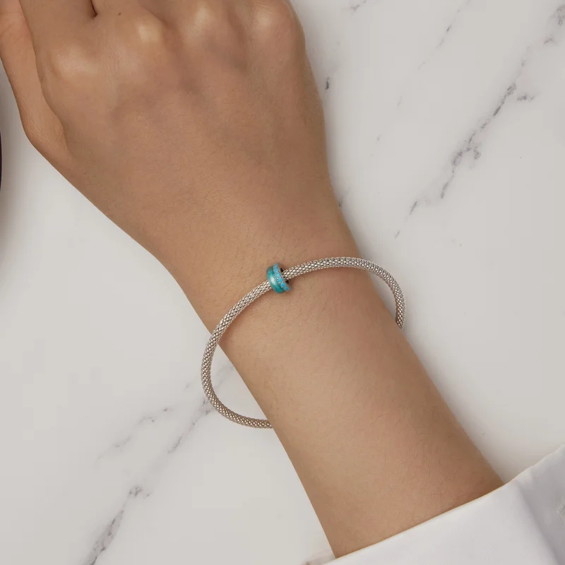 (image for) Pandora Style Blue Double Layer Silicone Spacer - BSC883-TQ - View 6