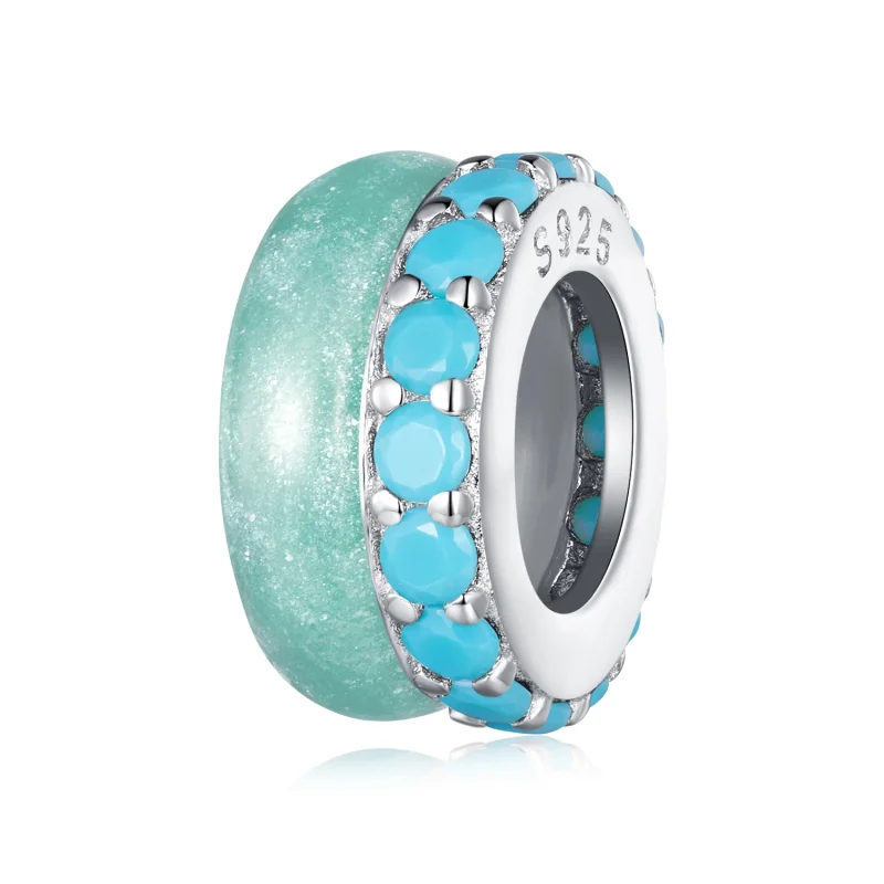 (image for) Pandora Style Blue Double Layer Silicone Spacer - BSC883-TQ - Product Image
