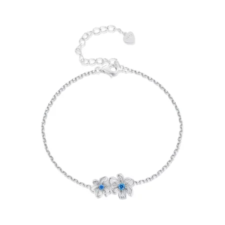 Pandora Style Blue Flower Chain Bracelet - BSB138