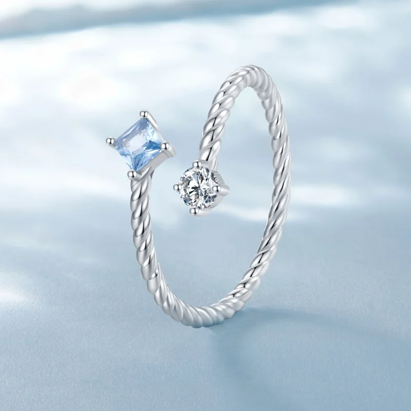 (image for) Pandora Style Blue Twist Ring - SCR923 - View 2
