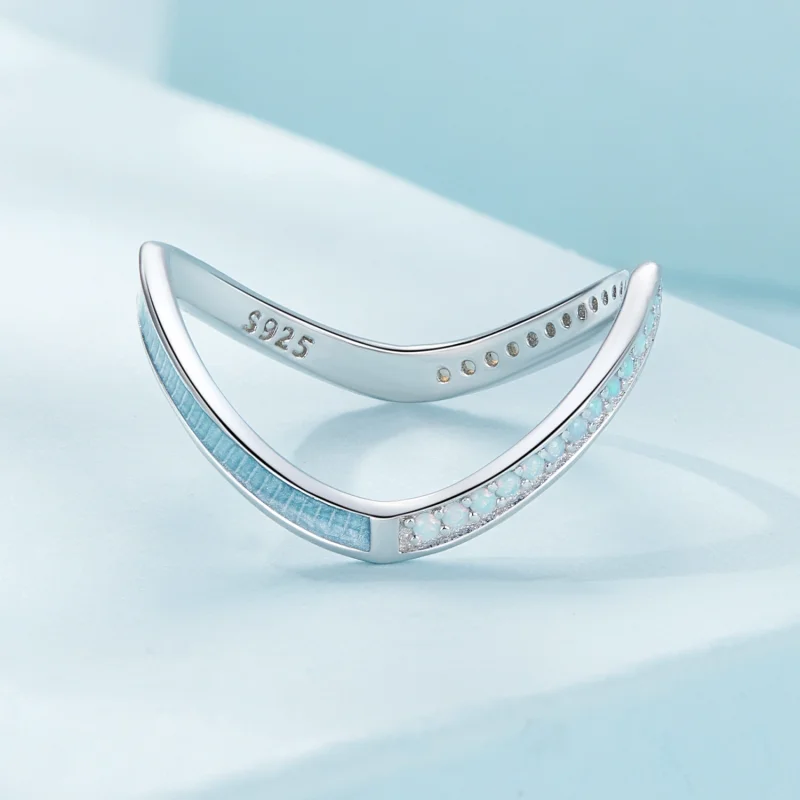 (image for) Pandora Style Blue Wish Bone Ring - SCR945-LB - View 3