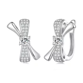Pandora Style Bow Hoop Earrings - BSE810