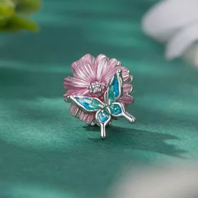 Pandora Style Butterfly Chrysanthemum Charm - BSC788 Pandora Style Butterfly Chrysanthemum Charm - BSC788