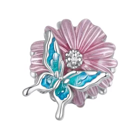 Pandora Style Butterfly Chrysanthemum Charm - BSC788 Pandora Style Butterfly Chrysanthemum Charm - BSC788