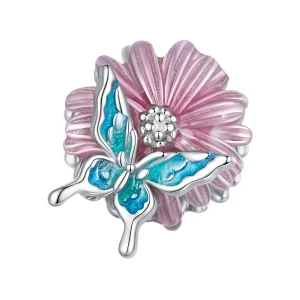 (image for) Pandora Style Butterfly Chrysanthemum Charm - BSC788