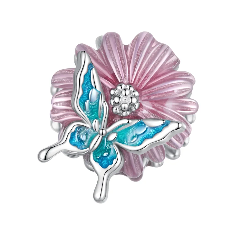 (image for) Pandora Style Butterfly Chrysanthemum Charm - BSC788 - Product Image