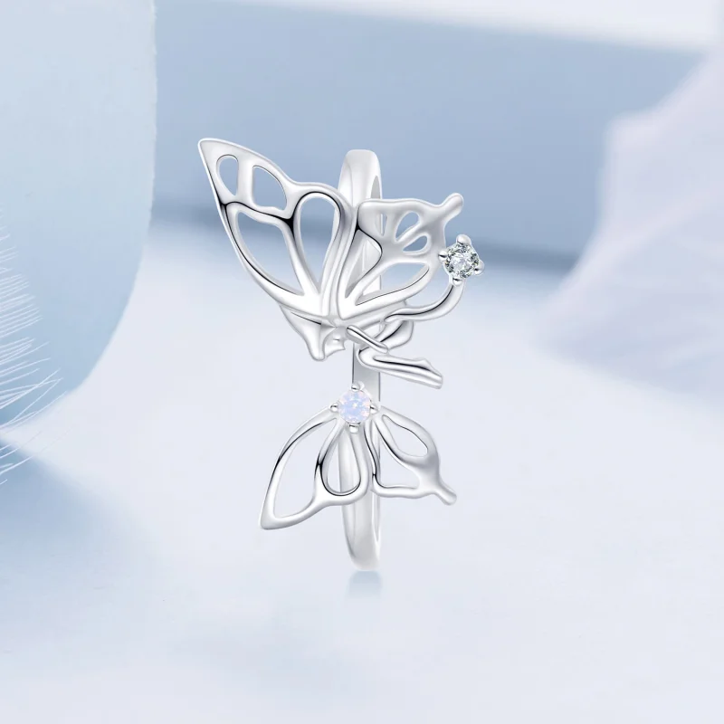 (image for) Pandora Style Butterfly Elf Open Ring - BSR484-E - View 2