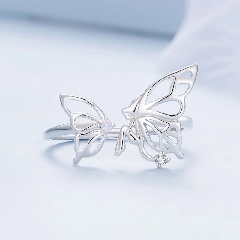 (image for) Pandora Style Butterfly Elf Open Ring - BSR484-E - View 3