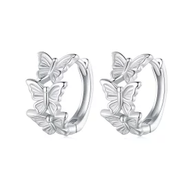 Pandora Style Butterfly Hoop Earrings - BSE908 Pandora Style Butterfly Hoop Earrings - BSE908
