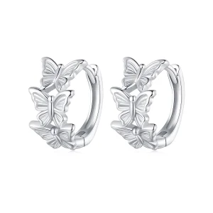 (image for) Pandora Style Butterfly Hoop Earrings - BSE908