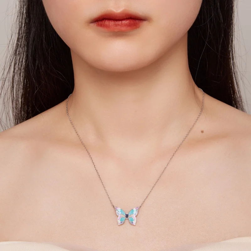 (image for) Pandora Style Butterfly Necklace - BSN306 - View 6