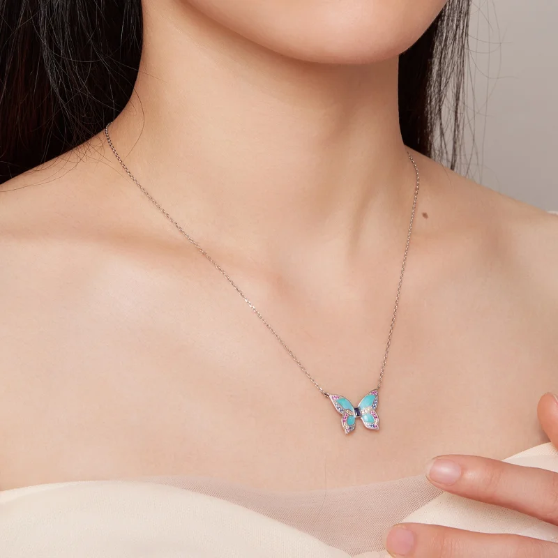 (image for) Pandora Style Butterfly Necklace - BSN306 - View 8