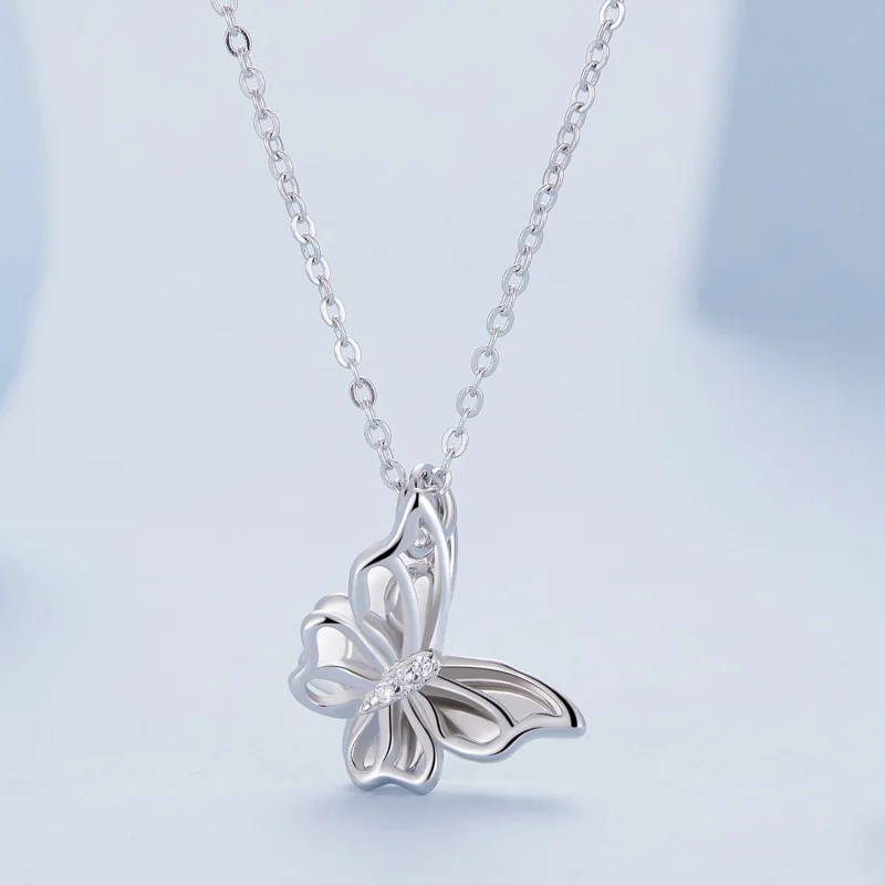 (image for) Pandora Style Butterfly Necklace - BSN321 - View 3
