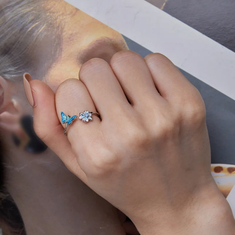 (image for) Pandora Style Butterfly Open Ring - SCR911 - View 6