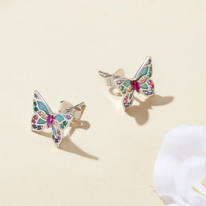 (image for) Pandora Style Butterfly Studs Earrings - BSE807 - View 4