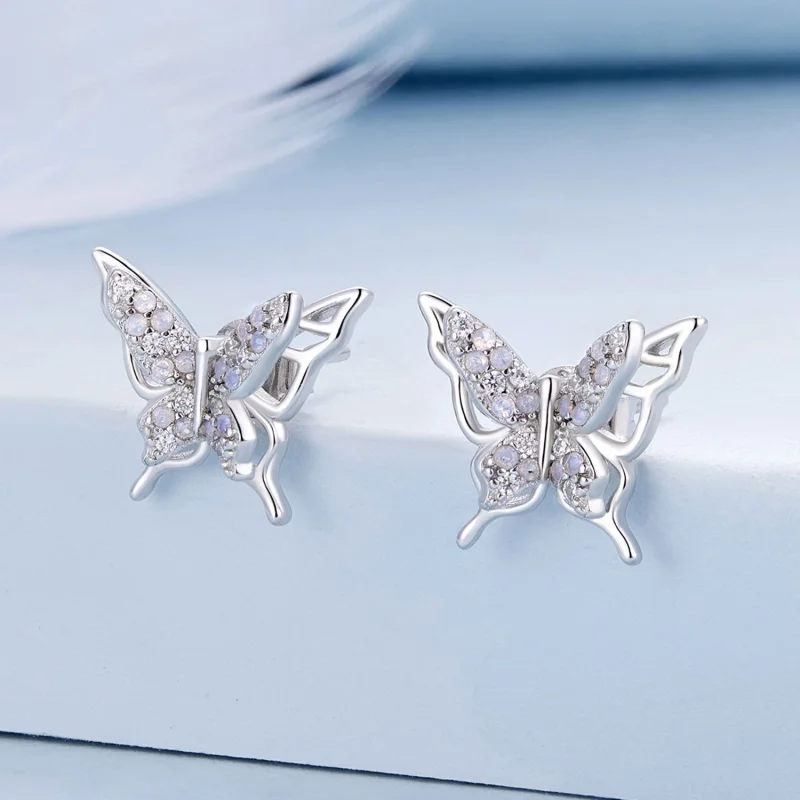 (image for) Pandora Style Butterfly Studs Earrings - BSE910 - View 2