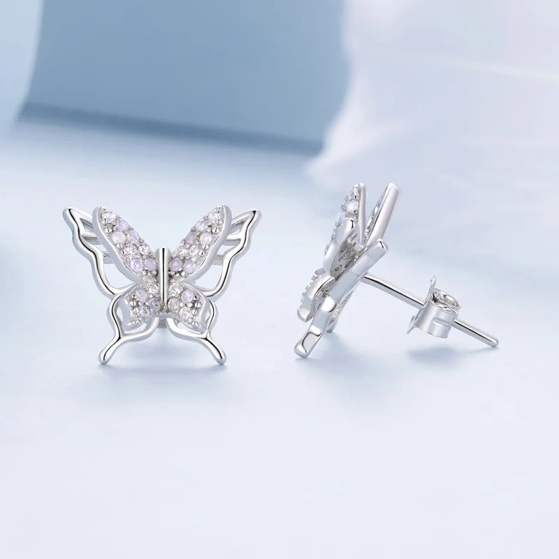 (image for) Pandora Style Butterfly Studs Earrings - BSE910 - View 4