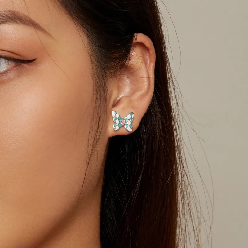 (image for) Pandora Style Butterfly Studs Earrings - SCE1610 - View 5