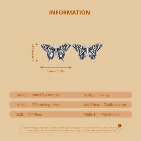 Pandora Style Butterfly Studs Earrings - SCE1637