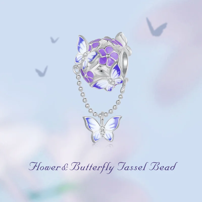 (image for) Pandora Style Butterfly Tassel Charm - SCC2460 - View 6