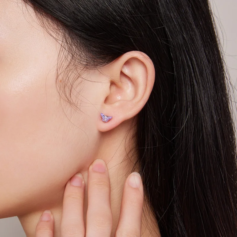 (image for) Pandora Style Butterfly Thread Studs Earrings - BSE797 - View 6