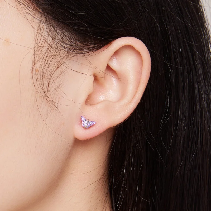 (image for) Pandora Style Butterfly Thread Studs Earrings - BSE797 - View 7