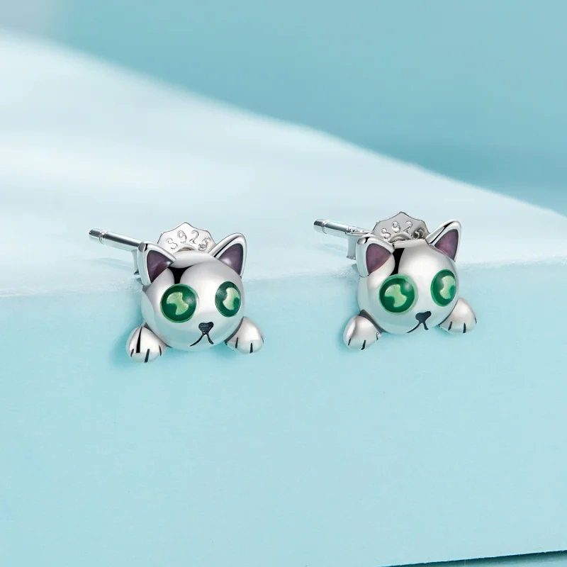 (image for) Pandora Style Cat Glow-In-The-Dark Studs Earrings - SCE1643 - View 2