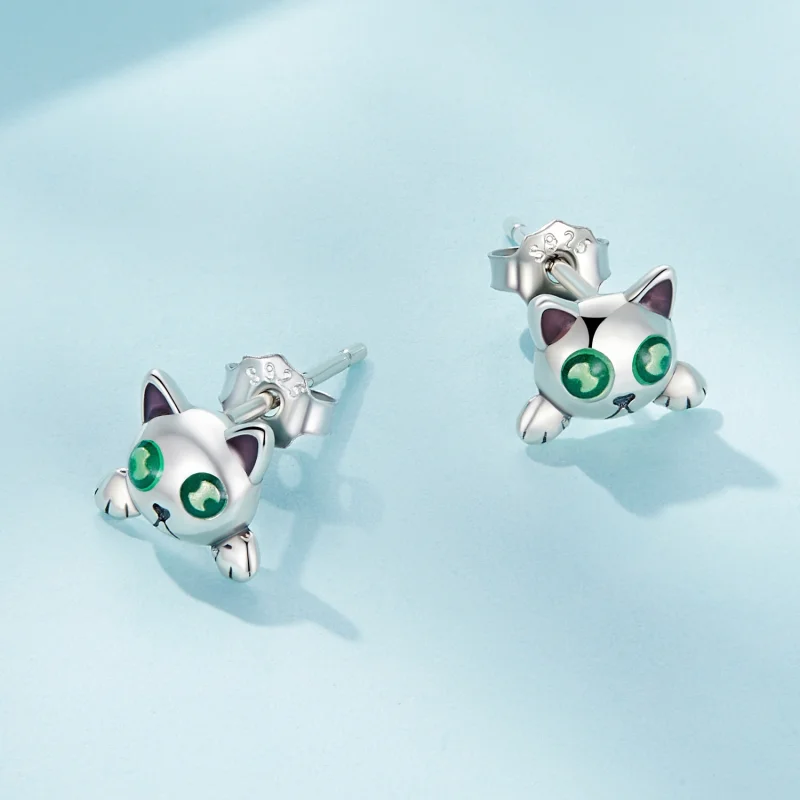 (image for) Pandora Style Cat Glow-In-The-Dark Studs Earrings - SCE1643 - View 3