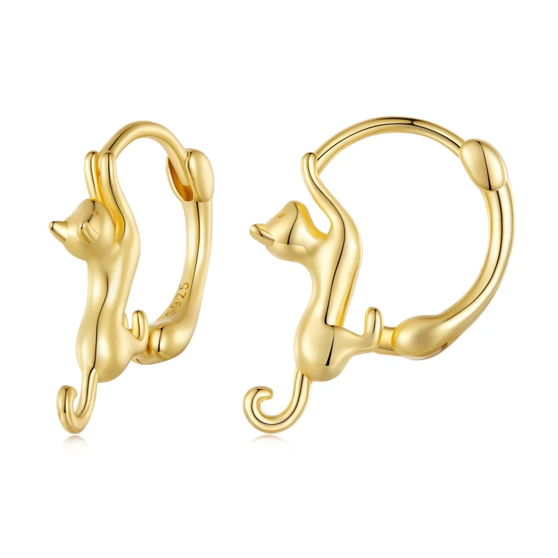 (image for) Pandora Style Cat Hoop Earrings - SCE1488-LB - Product Image