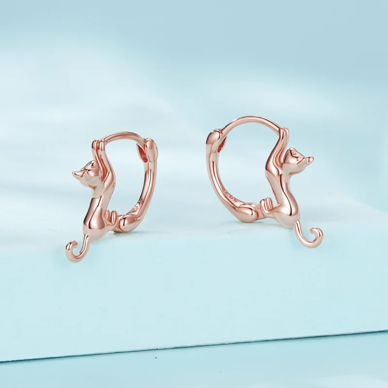 (image for) Pandora Style Cat Hoop Earrings - SCE1488-LC - View 2