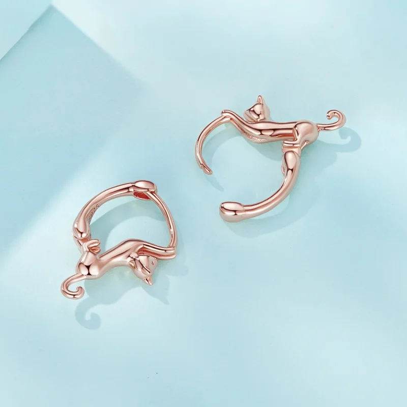 (image for) Pandora Style Cat Hoop Earrings - SCE1488-LC - View 4